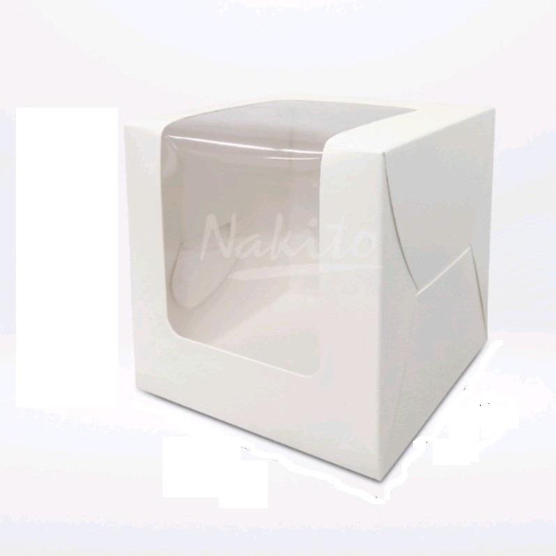 WCW White window L shape Box 6x6x6"//L型有窗口蛋糕盒-白色 6x6x6"