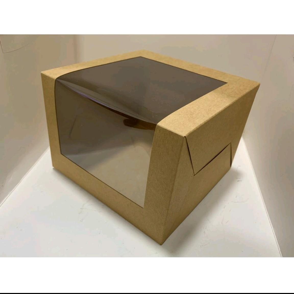 L shape Cake Box-Brown Kraft paper 6x6x5"//牛皮纸-L型蛋糕盒6x6x5"