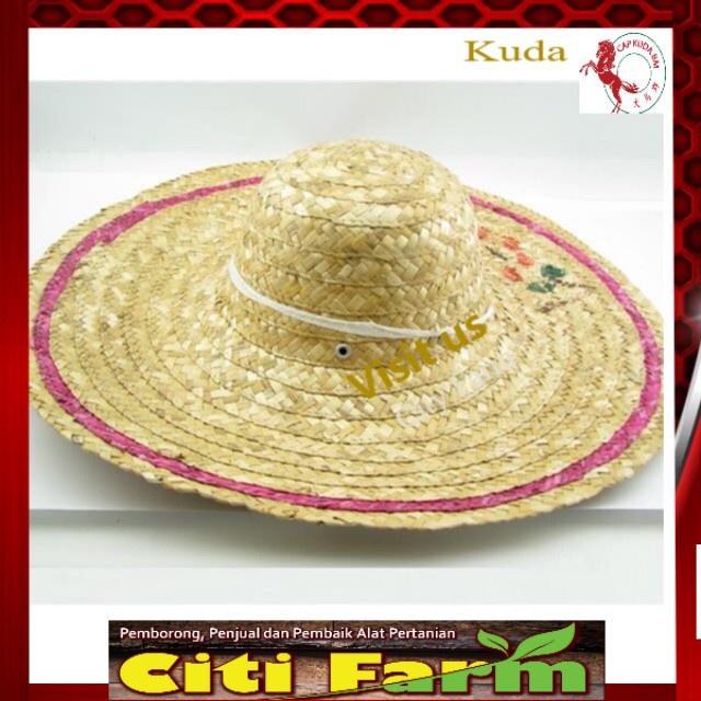 +Grass Straw Farmer Hat Cap / Topi Rumput Jerami Petani City Farm Kuda