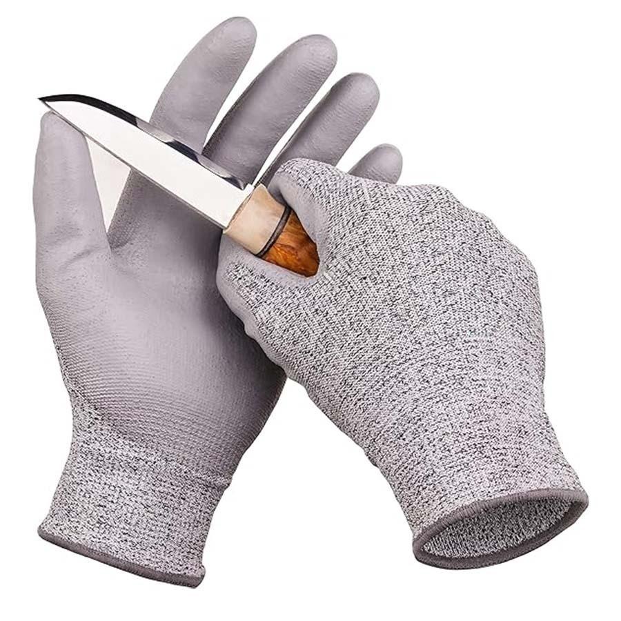 Lvl5 Cut Resistant Work GRIP Gloves Protective Flexible Safety Comfortable PU Coated Palm sawit duri