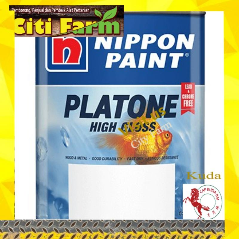 +1L NIPPON PAINT Platone High Gloss Wood Metal Oil Based Interior Exterior Cat Minyak Kayu Besi Kila