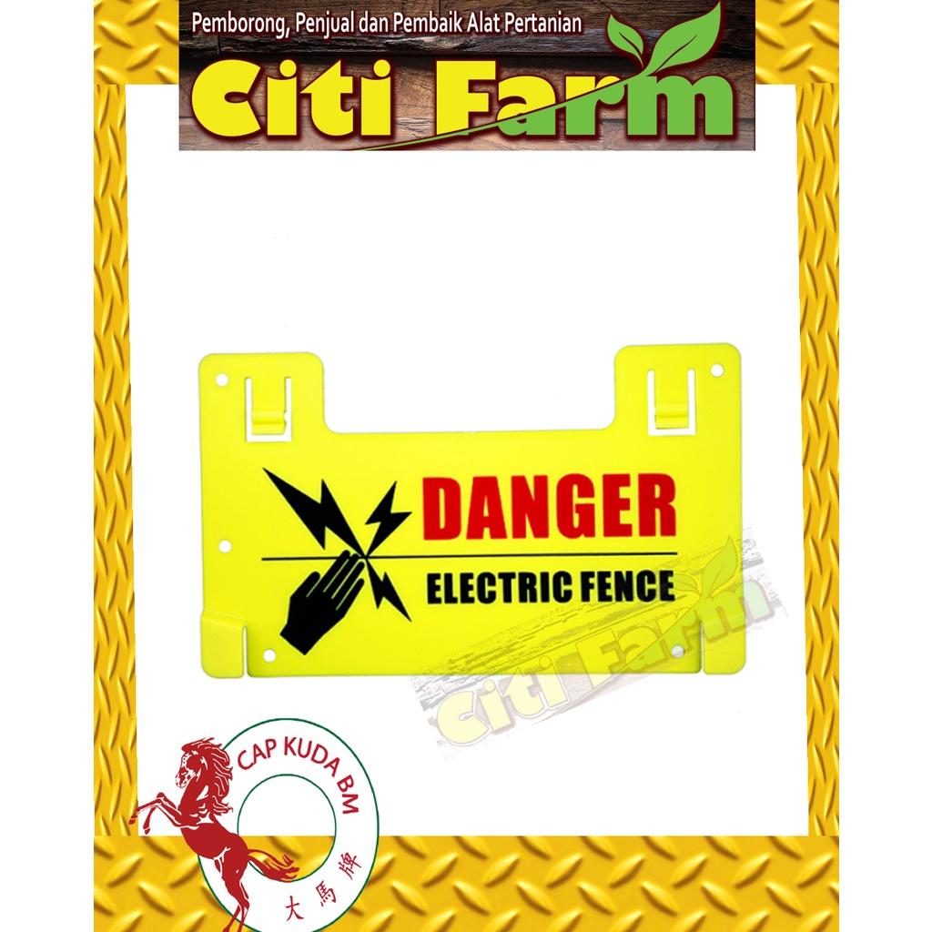 Warning sign board electric fencing wire big papan tanda awas elektrik pagar basar