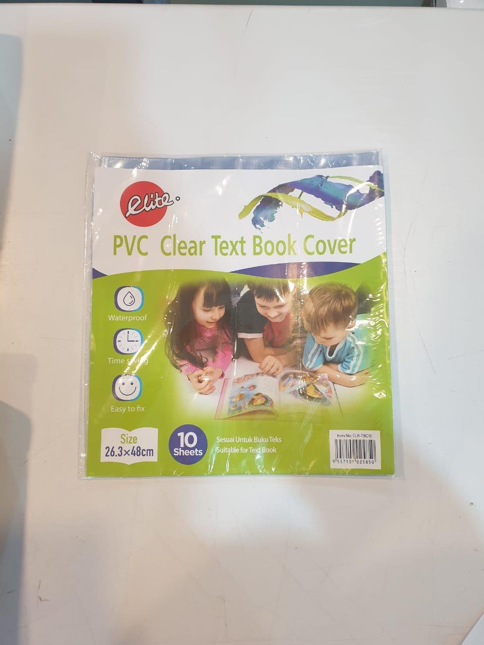 ELITE PVC CLEAR TEXT BOOK COVER 26.3 X 48MM 10S - 9557109025850