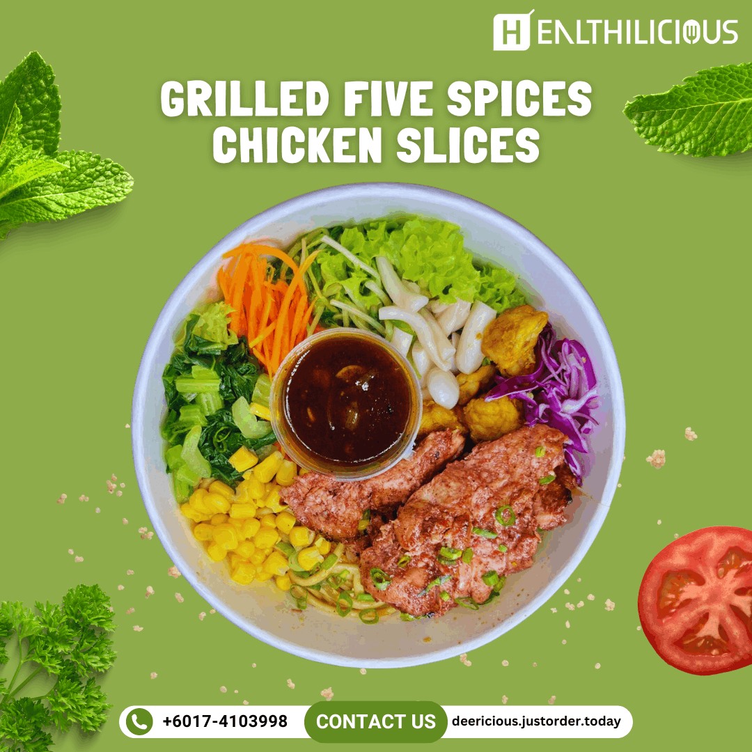 Grilled Five Spices Chicken Slices with Wheat Noodles